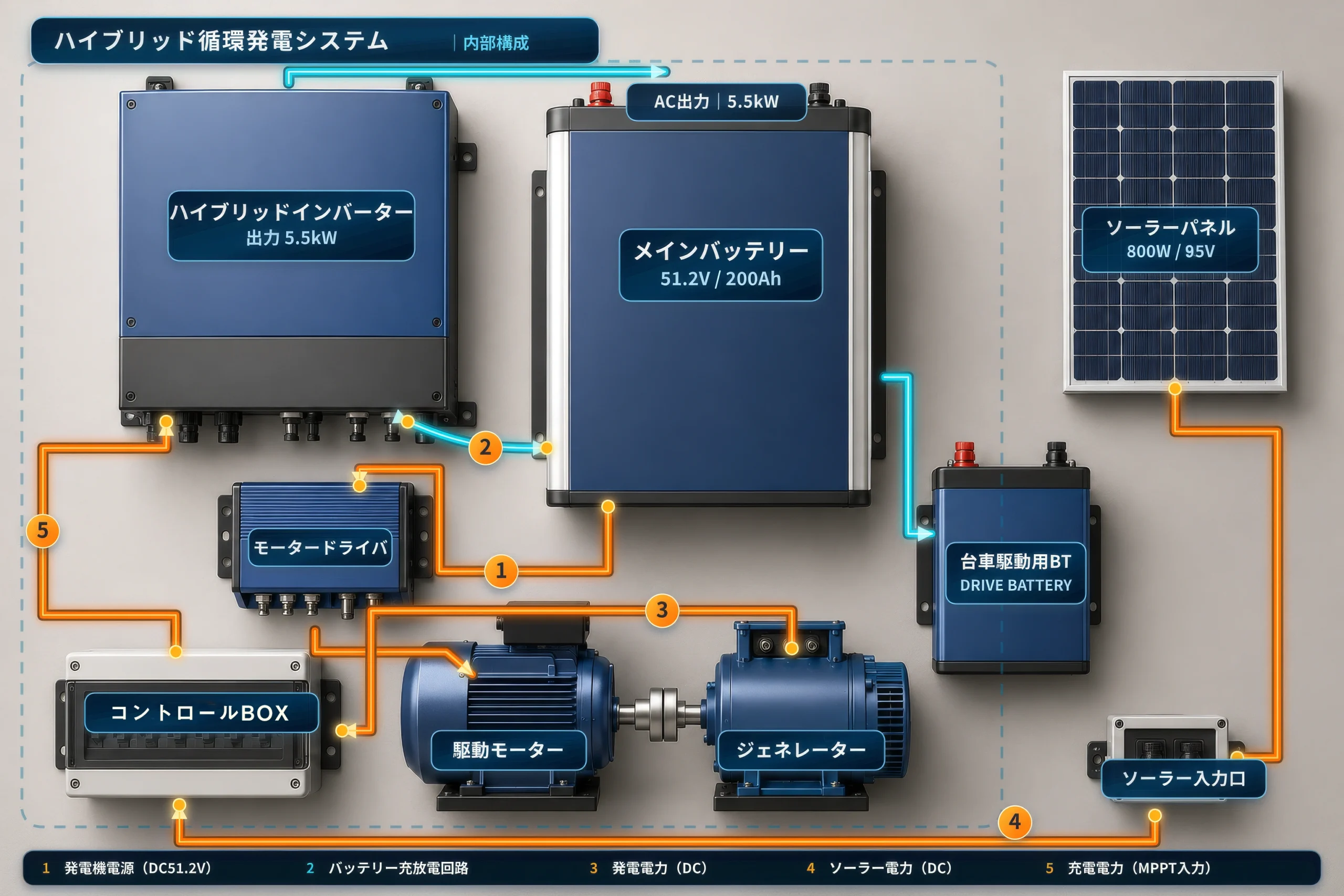 無限∞発電装置のハイブリッド循環発電システム構成図